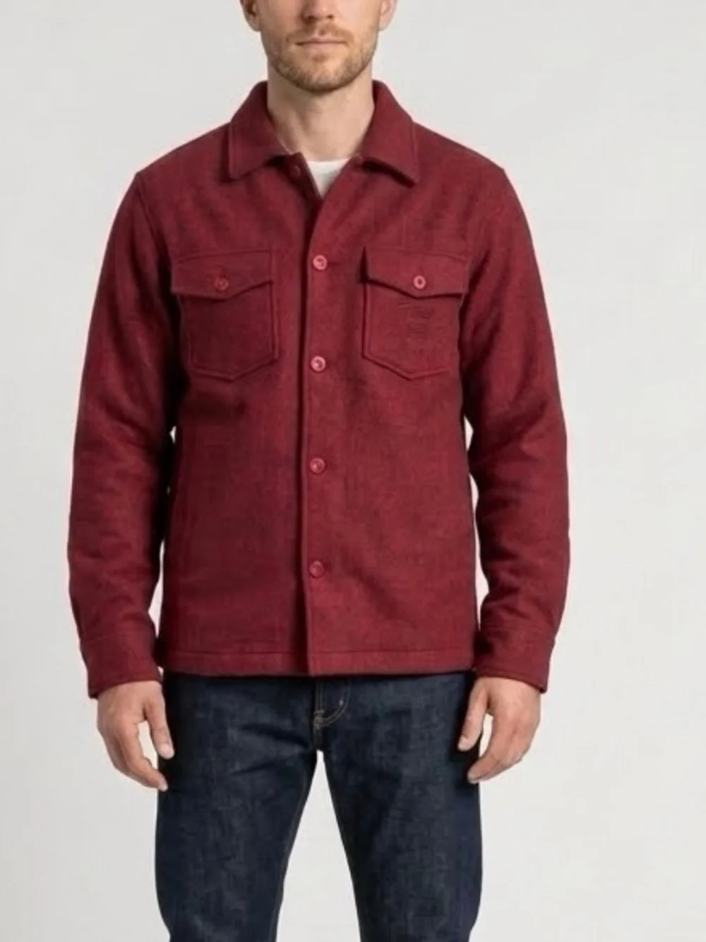 Stussy x Patta Cotton Men's Overshirt Jacket Sz M Burgundy Red Medium FW19 Rare